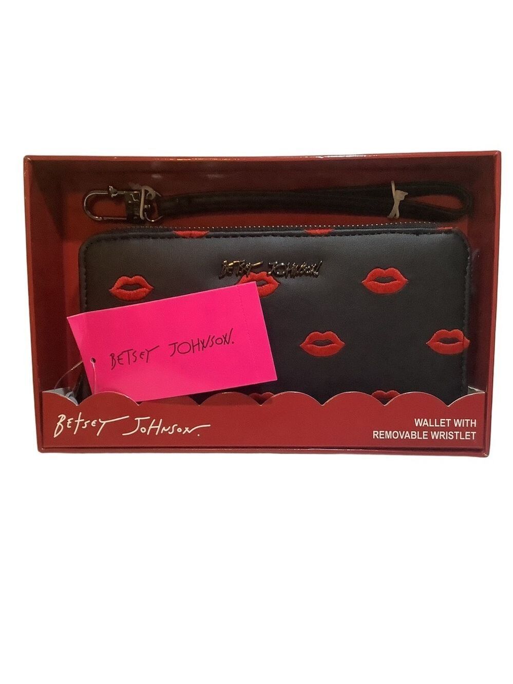 Betsey Johnson Lips Zip Around Wristlet Wallet New